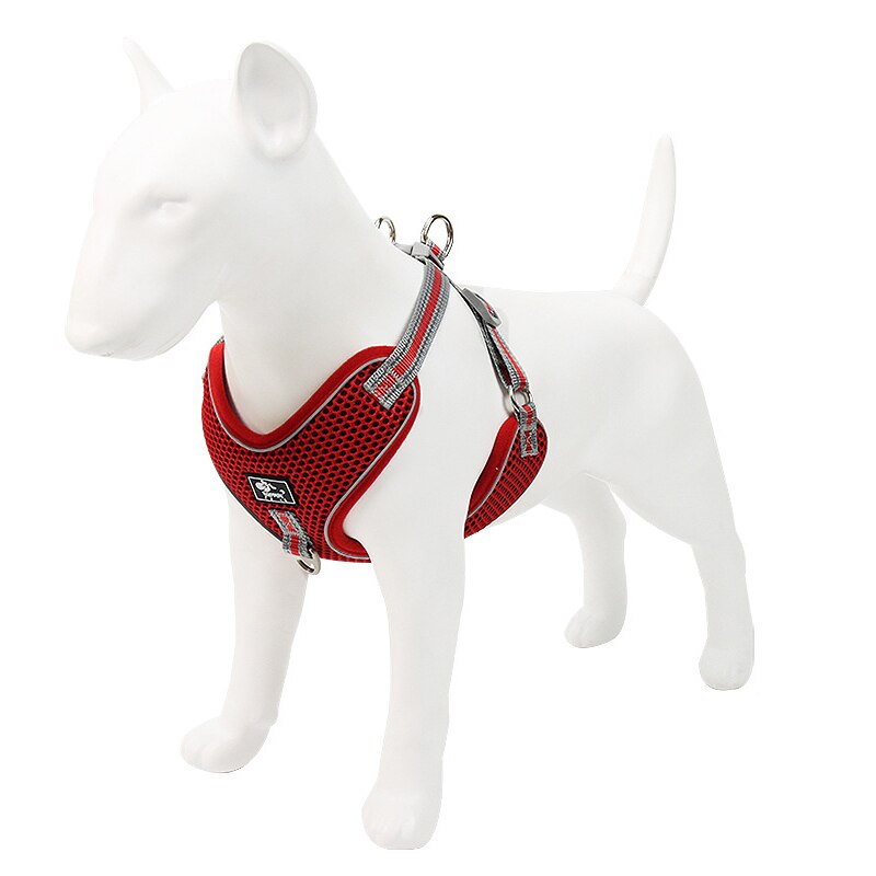 Large Dog Harness Vest big Dog Harnesses Breathable Mesh pet Walking lead Reflective dog chest strap for Labrador Husky Dogs: Red / 4XL