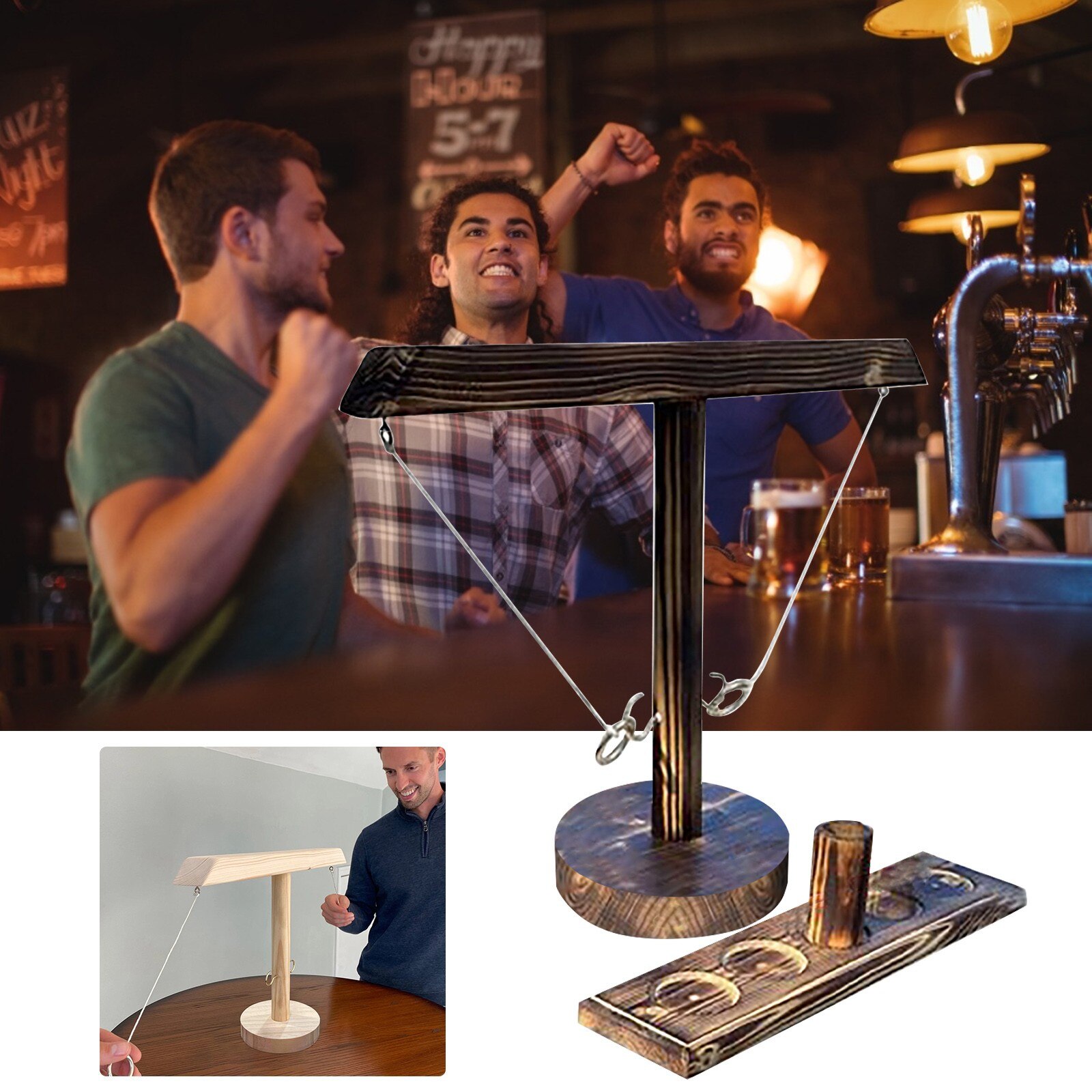 Party Toy Leisure Industrial Game Games Bar Drink Shop Handmade Wooden Ring Hooks Fast-paced Interactive Game Game Of Bands