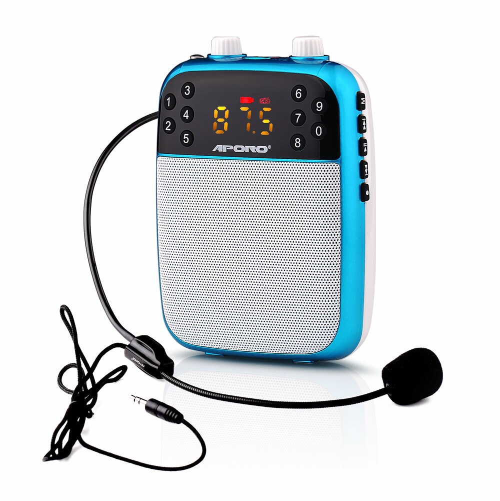 AMPLIFICADOR DE voz portátil de 12W, Mini micrófono con cable para reproducción de música, amplificación de sonido, megáfono, altavoz, Lautsprecher: Azul