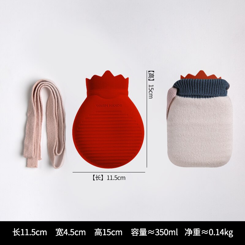 Portable Silicone Water Bag Small Knitted Reusable Water Bag Girls Bouillotte Peluche Hand Warmer EA6RSD: Red Round