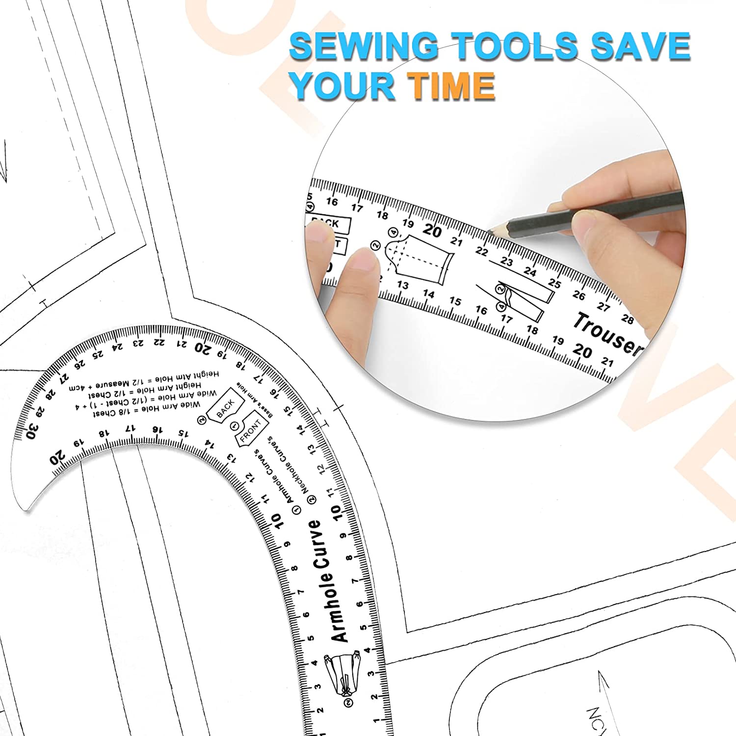 7pieceDIY sewing ruler, tailor suit, French curve ruler accessories, plastic dress curve ruler, used for sewing pattern