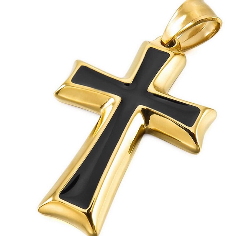 Halskæder til mænd guldkors rustfrit stål vedhæng smykker på halsen halskæder christian for mandlige tilbehør