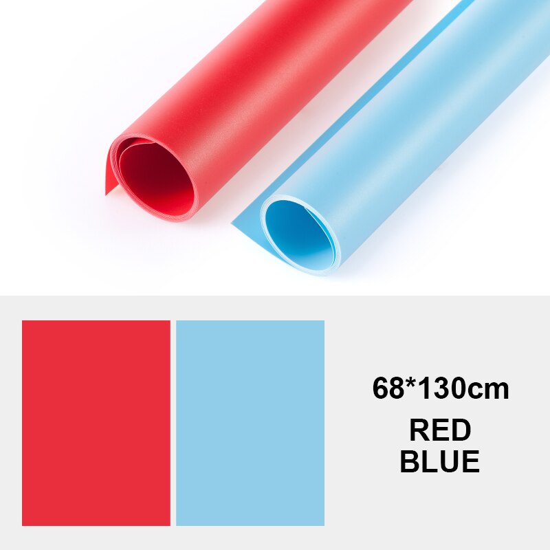 Plaque de fond en PVC mat et givré, couleur unie, 68x130cm, 2 pièces, arrière-plan de photographie, tissu imperméable et Anti-rides: red blue