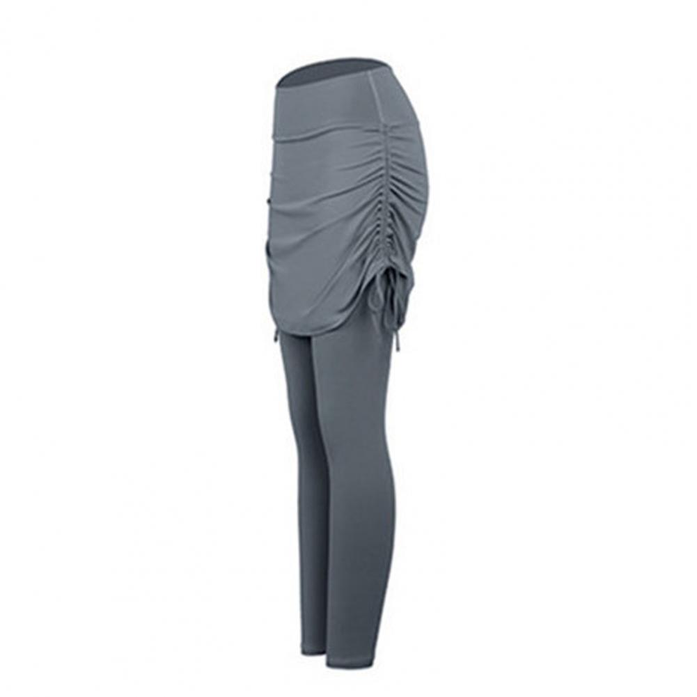 Pantaloni Fitness abbigliamento pantaloni Yoga gonna attillata attillata a pieghe tinta unita Sexy Slim Fashion: Grey / S