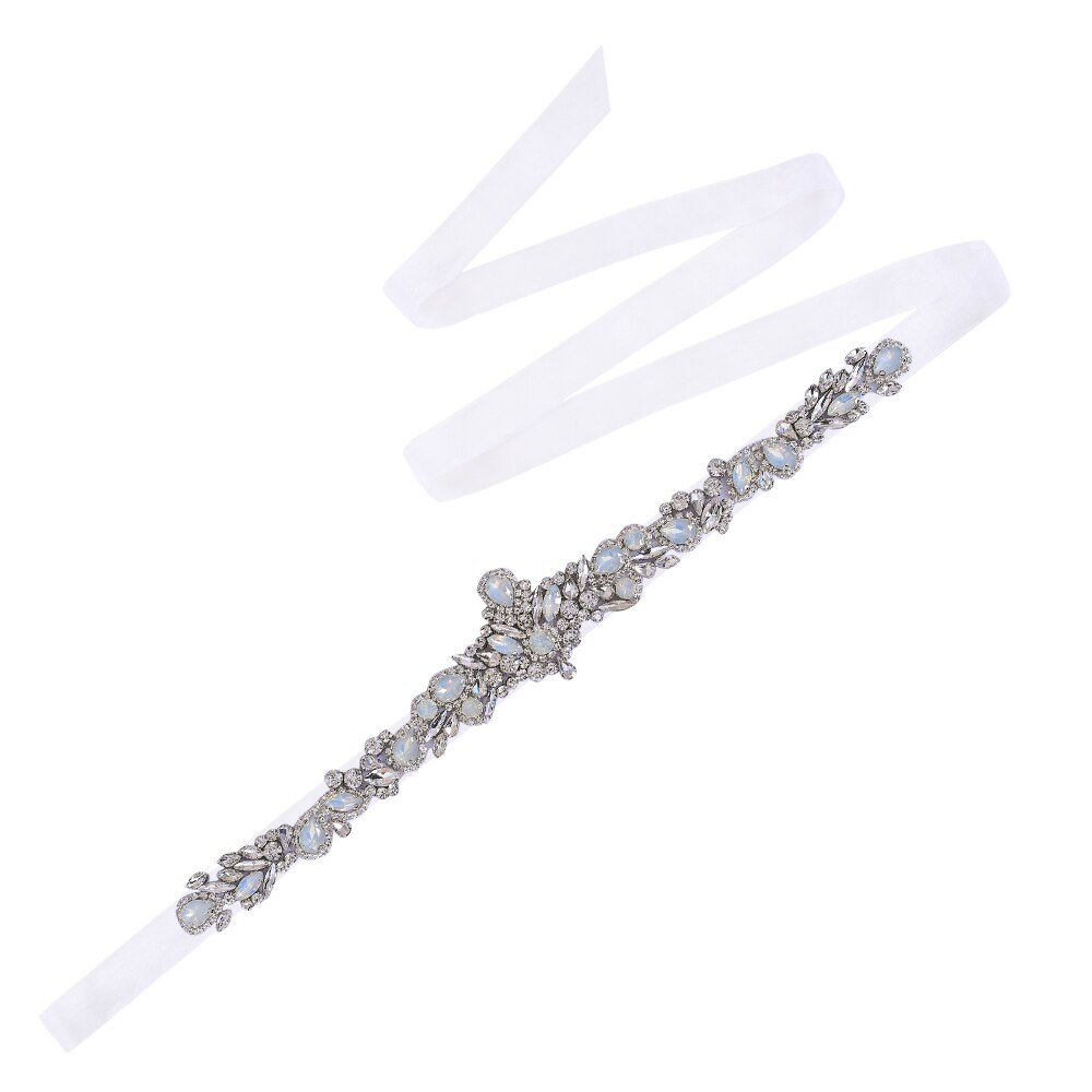 Topqueen  s463 luksus rhinsten perler brude bælte diamant brude bælte til kvinder bryllup dekorationer stenet bælte skinnende fest bælte: Organza hvid