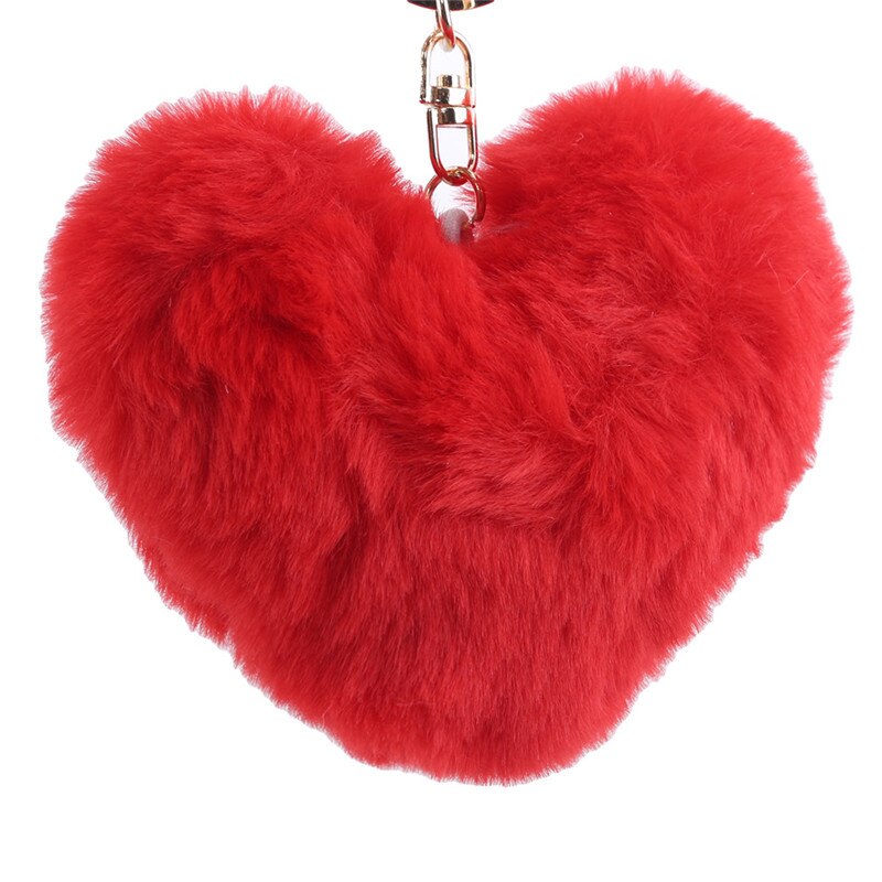 Llaveros para chica juguete de ornamento bebé niños niñas Corazón de amor juguetes de peluche suaves bola de peluche llavero de Metal llaveros para niños juguete para: red