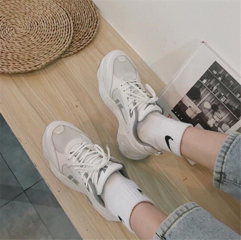 Vrouwen Schoenen Chunky Sneakers Voor Vrouwen Lace-Up Wit Vulcaniseer Schoenen Casual Mode Papa Schoenen Platform Sneakers