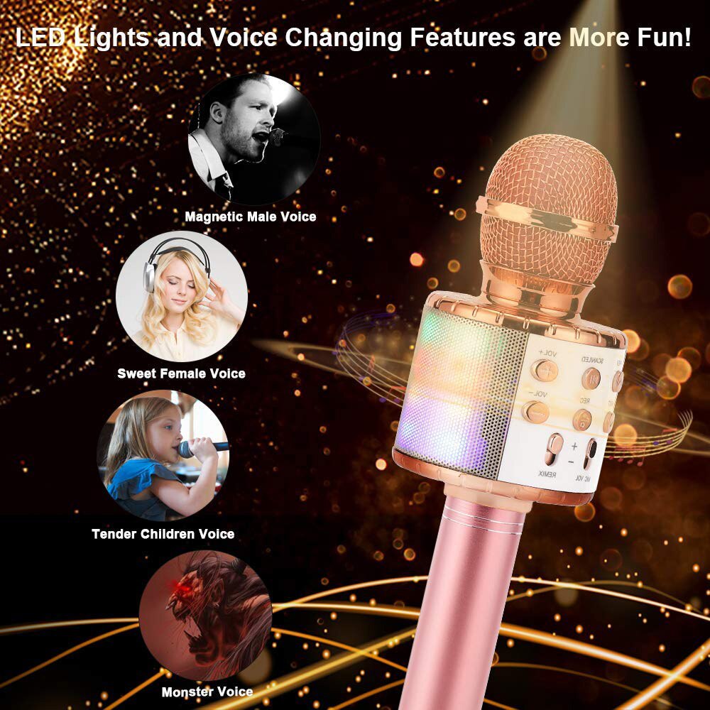 Bluetooth Wireless Microphone Speaker Handheld Microphone Karaoke Mic Music Player Singing Recorder KTV Microphone