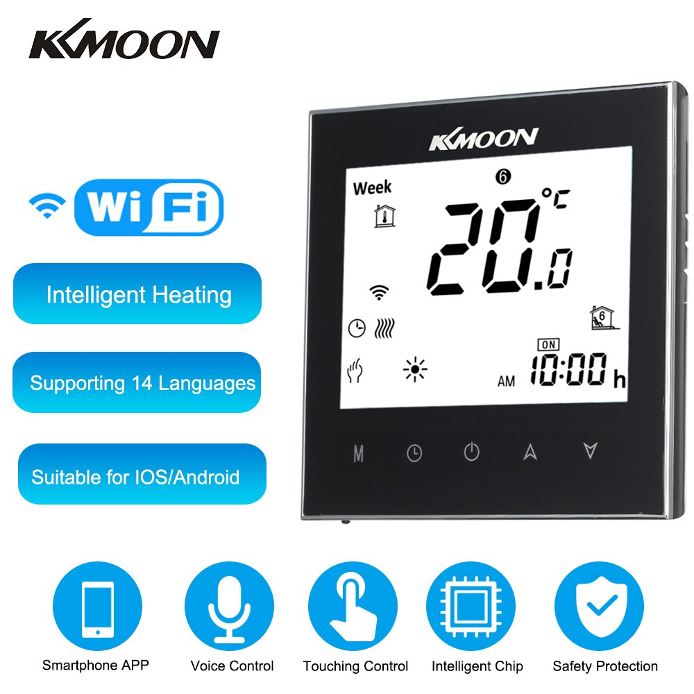 KKmoon Thermostats Digital Water Heating Thermostat Energy Saving Touching Screen LCD Display Home Room Temperature Controller