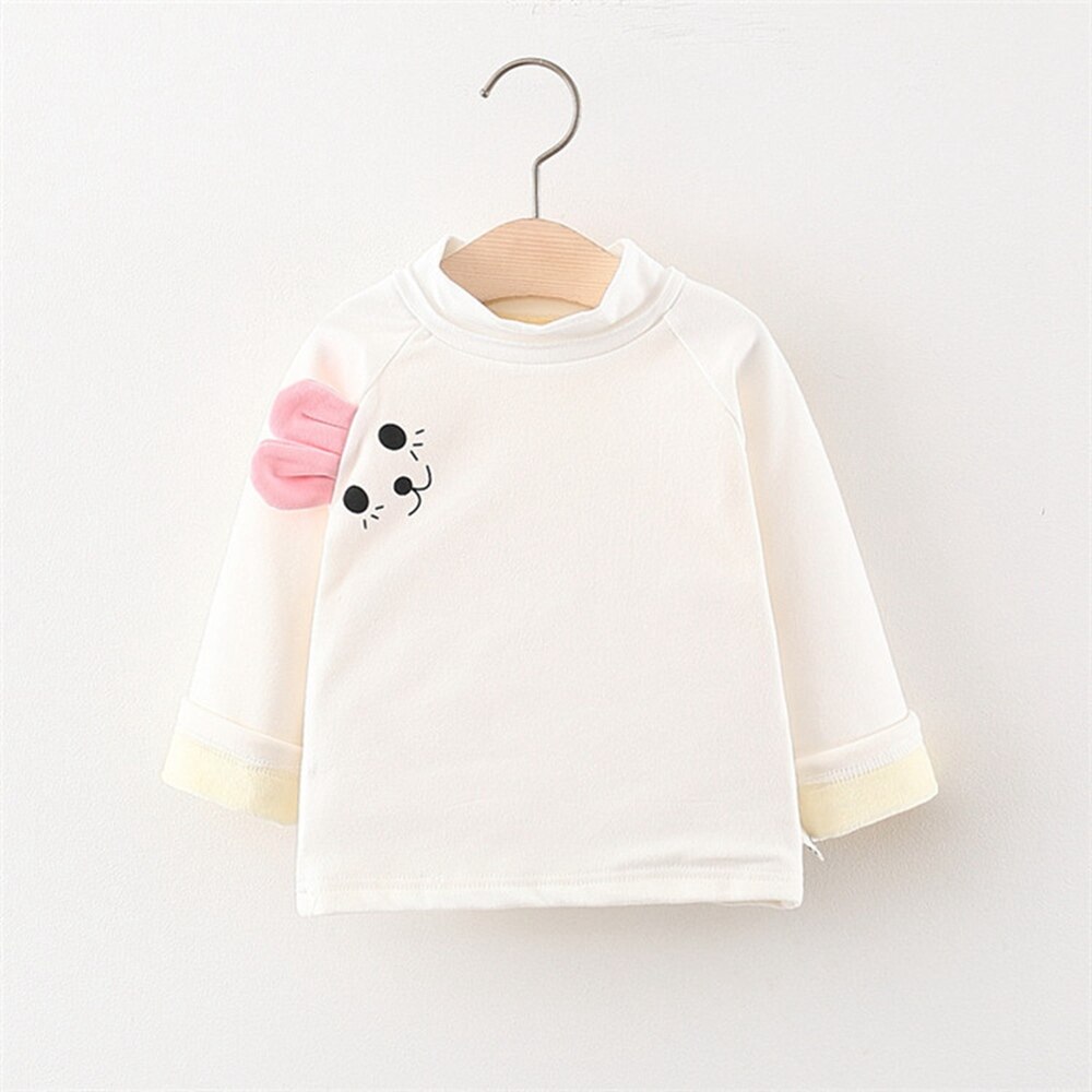 tenues automne hiver filles enfants T-shirt velours dessin animé décontracté à manches longues enfants bébé nourrissons hauts basique T-shirt S11617: Beige / 24M