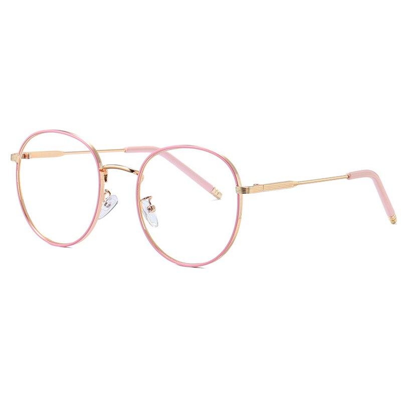 Zilead Retro Anti Blue Light Glasses Frame Metal Round Optical Sepectacles Plain Eyeglasses Eyewear For Men Women Unisex: pink gold