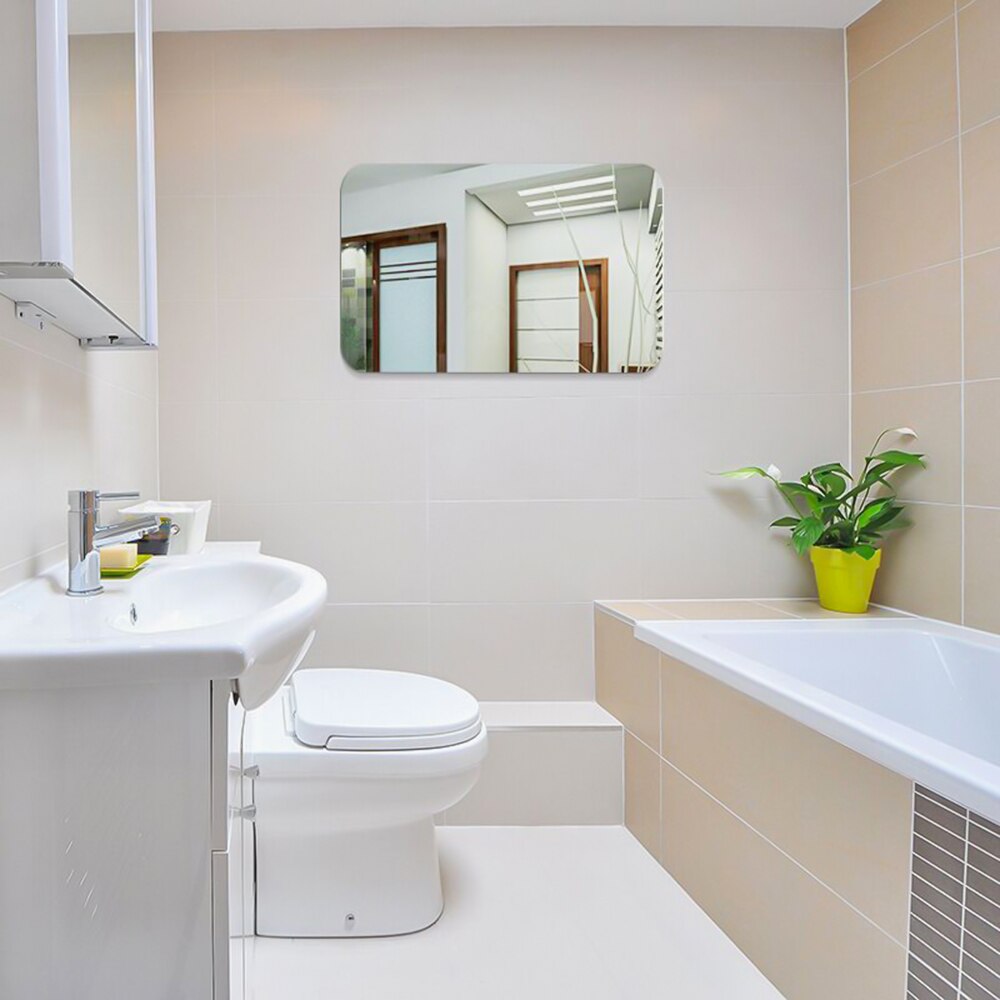 Self-adhesive Acrylic Mirror Wall Stickers Oval Rectangle Reflective Glass Decals Bathroom Dedroom Decoration
