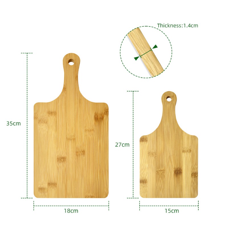 2pcs Wooden Cutting Boards with Handle Bamboo Wood Serving Kitchen Chopping Boards for Pizza Bread Cheese Charcuterie Vegetables