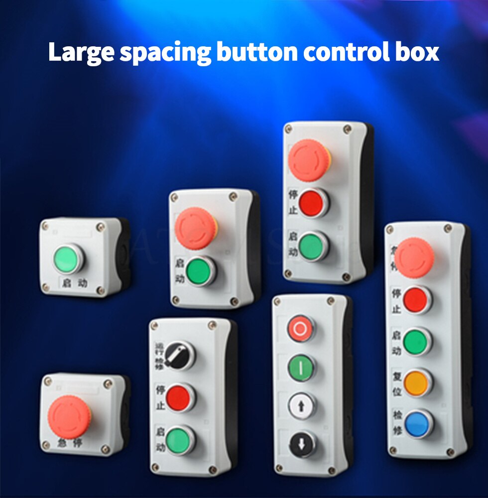 Industrial switch button control box waterproof emergency stop start stop power switch two position key knob