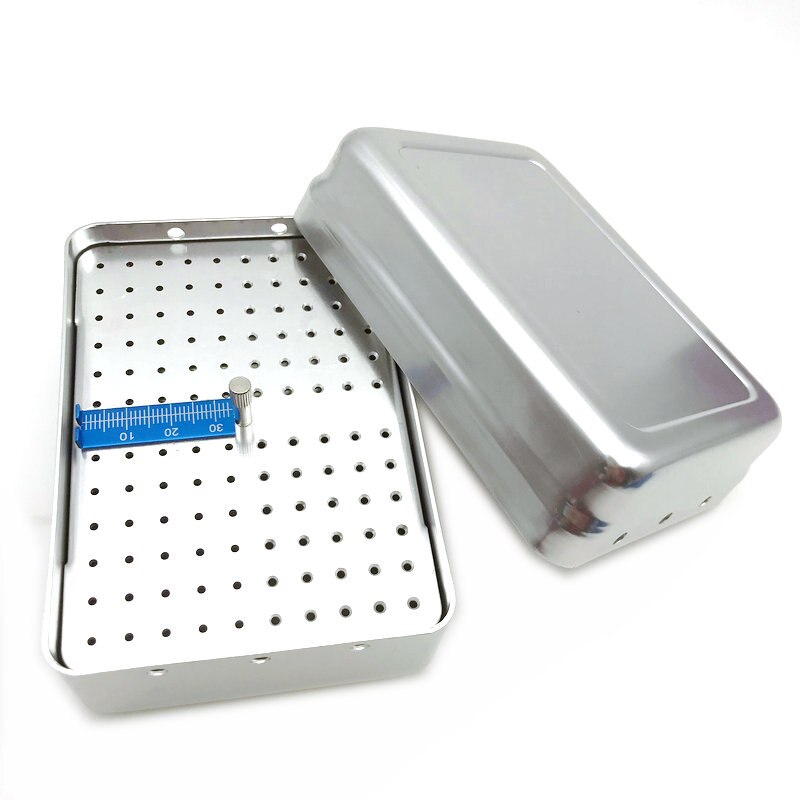 120 Holes Dental Endo File Bur Holder Block Autoclave Sterilizer Case Disinfection Box with Ruler