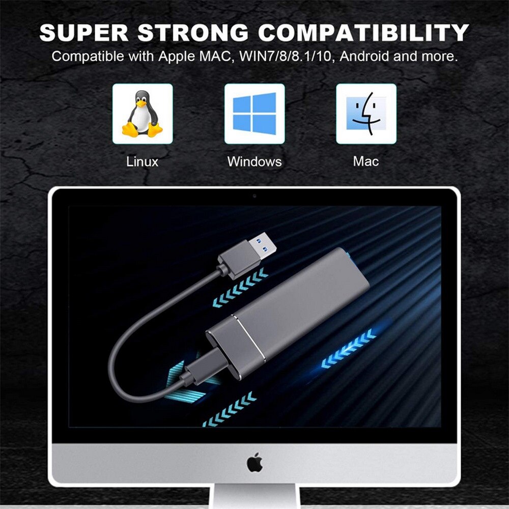 USB 3.0 2TB SSD External Hard Drive Hard Disk for Desktop Mobile Laptop Computer 3600rpm Speed Storage Memory Stick