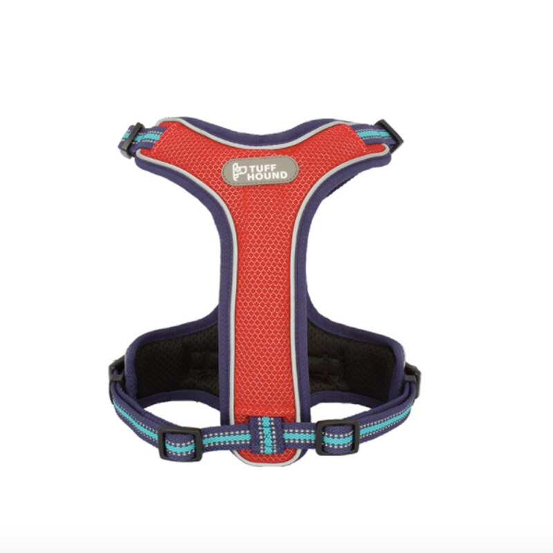 Mesh Harness Vest Adjustable Dog Harness Reflective Safe Harness Dog Breast Strap Leash Rope Dog Rope Dog Chain Dog Leash: Red / M(chest 54-75)cm