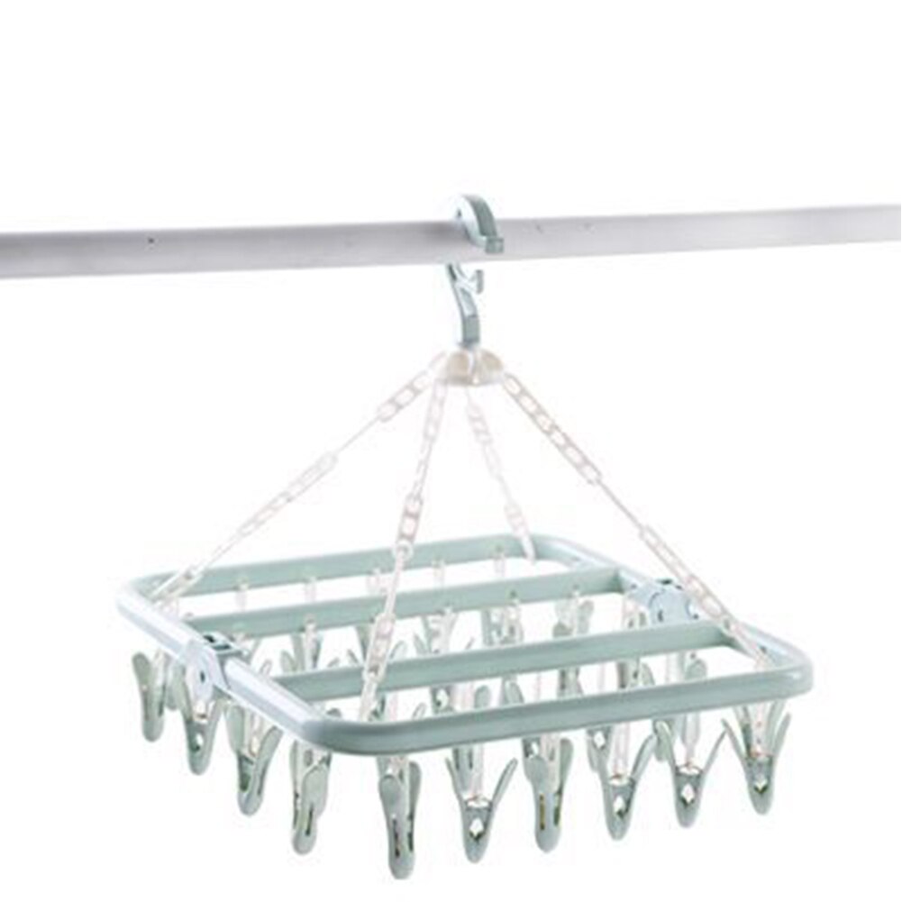 32 Pegs Flexible Washing Laundry Dryer Hanging Rack Underwear In/outdoor Socks Folding Multifunctional Hanger: green