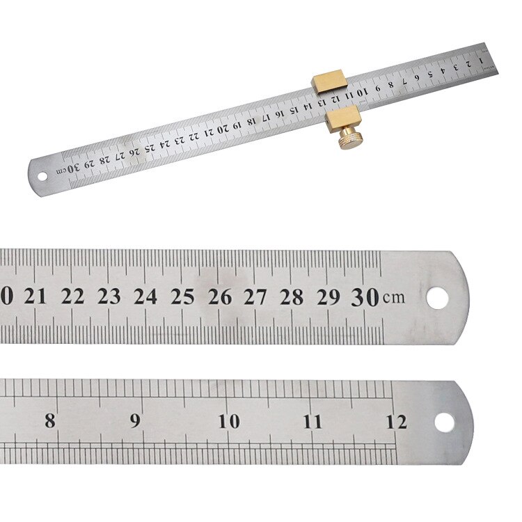 Steel Ruler Positioning Block Brass Angle Scriber Line Marking Gauge For Ruler Locator DIY Carpentry Scriber Measuring Tools