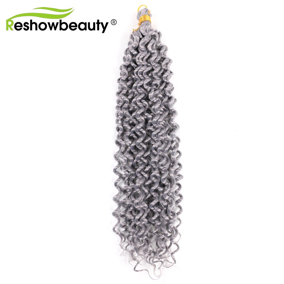 Hair Extension Water Wave Hair Bulk 14 inch 100g/piece Crochet Synthetic Braiding Hair Crochet Braids Hair Reshowbeauty: Gray