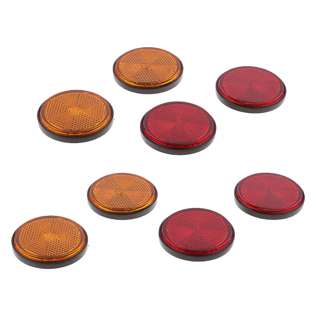 4Pairs Motorcycle Round Reflector 2 Inch Stud Mounted Amber Red &amp; Orange
