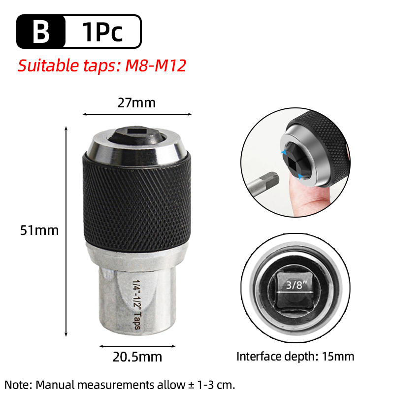 M3-M12 Gewindebohrer-Stecknuss, 3/8 Zoll Vierkantantrieb, verstellbare Backen, Abzieher, Werkzeug, Steckschlüssel, Adapter, Gewindebohrer, Reibahle, Schraubenausdreher: Hellblau