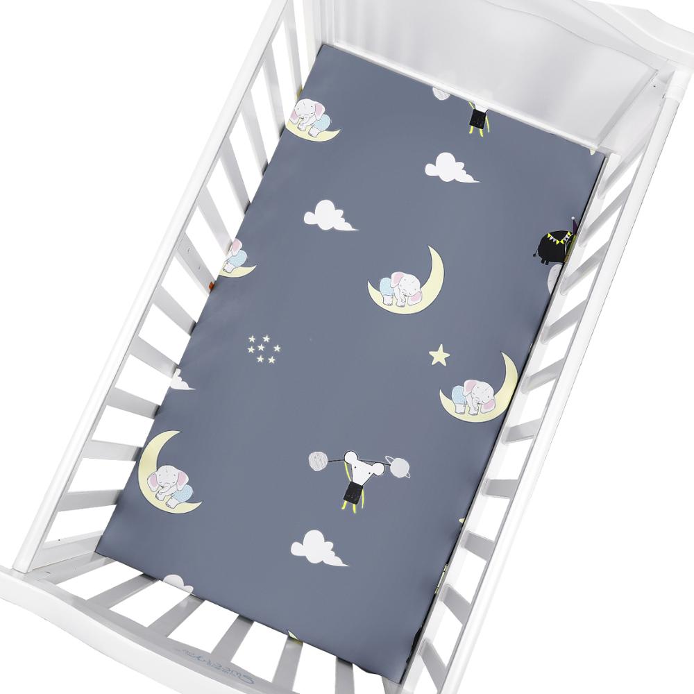 Bomuld baby lagen tegneserie krybbe madras beskytter, baby lagen til krybbe størrelse (130*70cm)  baby seng monteret lagen: Zld 0004