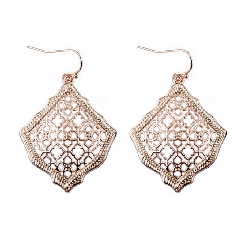 Boucles d'oreilles en filigrane du maroc pour femmes, en forme de goutte d'eau, carrées, ajourées, de fête des mères