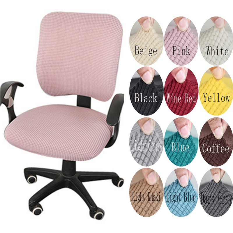 2 pièces/ensemble haute élastique Plaid velours chaise de bureau couvre épaissir ordinateur Spandex fendu housse de siège fauteuil couverture Textile de maison