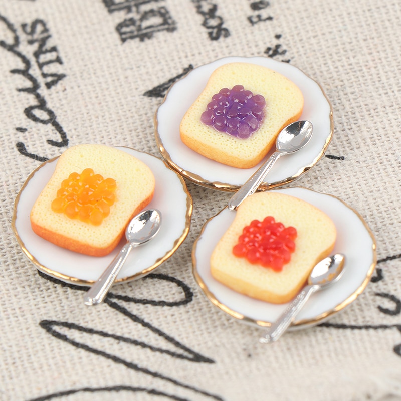 1/12 Mini Breakfast Egg Toast Coffee Cup Model Miniature Dollhouse Play Food Kitchen Restaurant Accessories Doll Toys Random