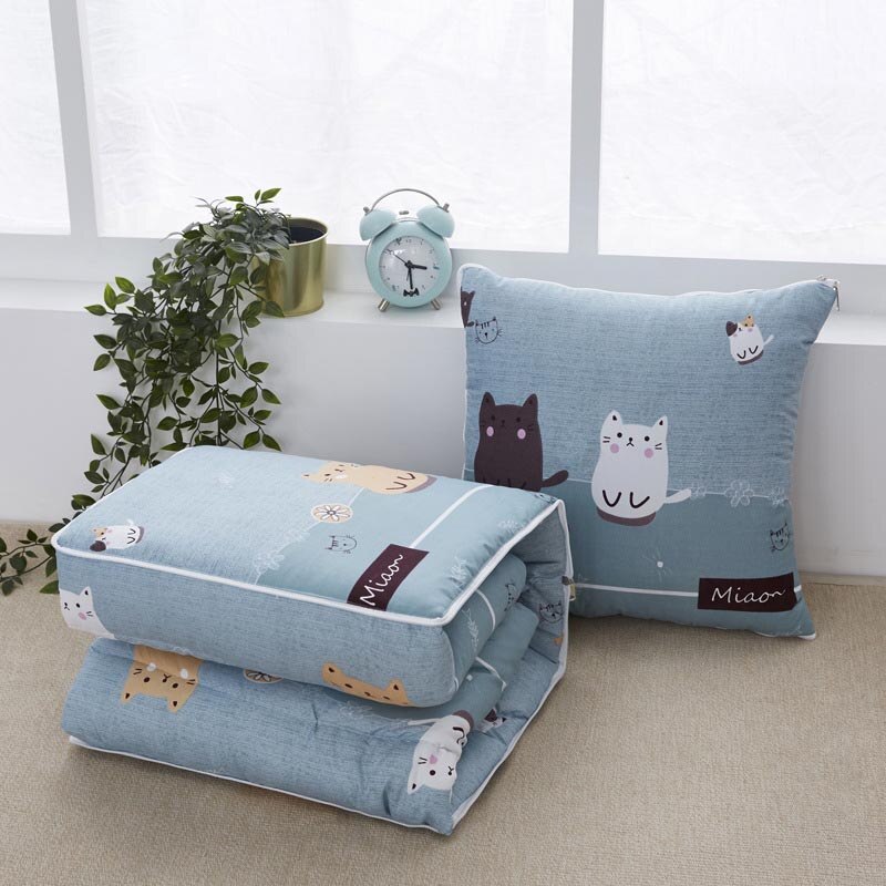 Cojín de viaje portátil 2 en 1, manta para siesta, colcha, almohada plegable cuadrada, sofá, cama, oficina, coche, decoración del hogar