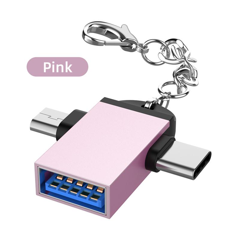 USB Typ C / Mikro USB Zu USB 3,0 hoch Geschwindigkeit Transfer Adapter 2 in 1 OTG Konverter für Telefon Tablette Laptop Tastatur: Rosa