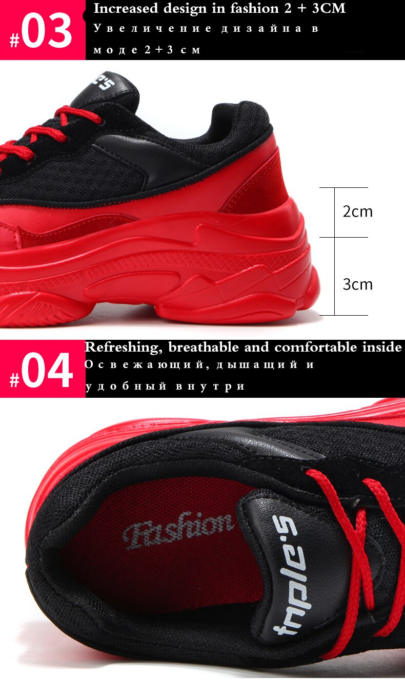 Tuinanle sneakers kvinder røde sko forår efterår åndbar mesh kvinder sneakers zapatos de mujer chunky damesko