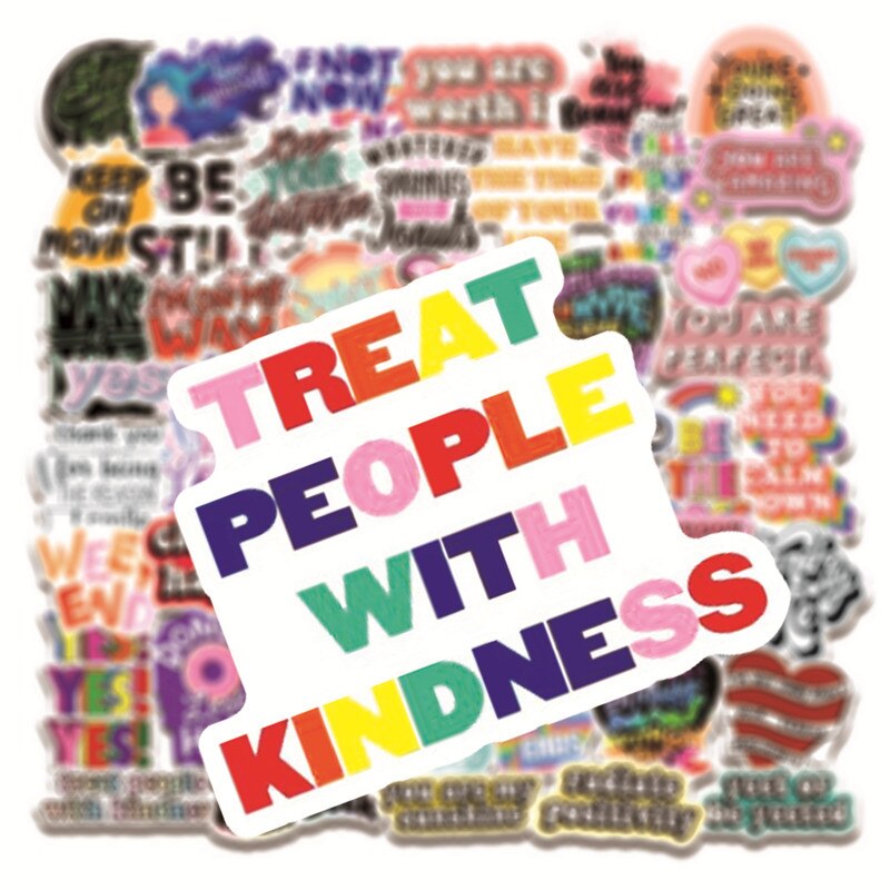 Pegatinas con frases inspiradoras de letras en inglés Kawaii, para ordenador portátil, teléfono, guitarra, papelería, accesorios de álbum de recortes, 10/50 Uds.