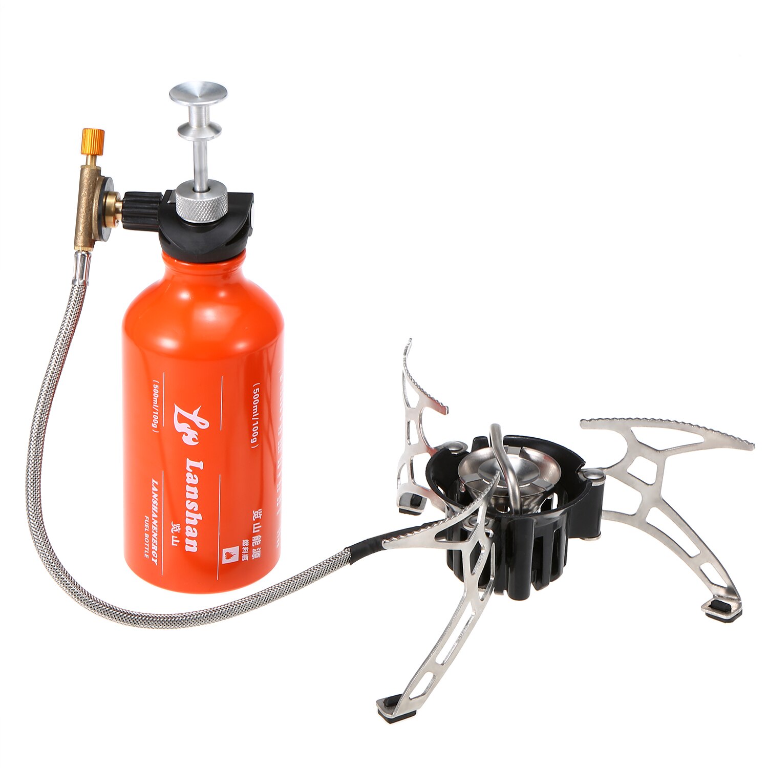 Réchaud de Camping multi-carburant avec bouteille d&#39;essence de 500ml et 9 plaques, pare-brise, pare-brise, Diesel, alcool, Camping en plein air: Stove