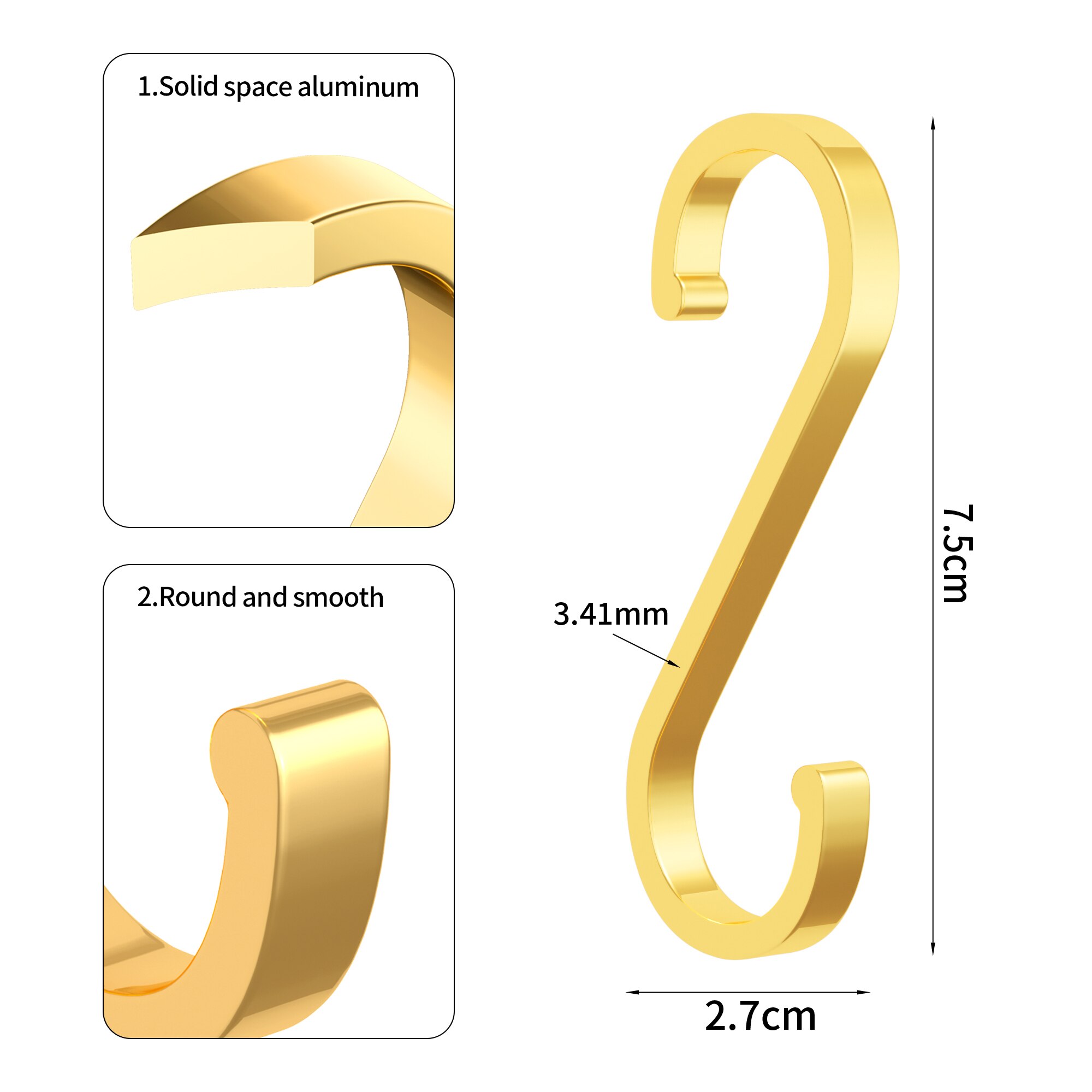 1/5/10Pcs S en Forme De Crochet En Aluminium D'espace Crochets De Stockage En Métal Crochet Fermoir Porte-Crochets Suspendus Rangement Outils
