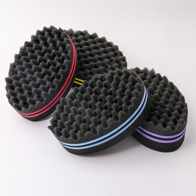 Cepillo de pelo ovalado de doble cara, cepillo de esponja mágico para bobina Afro Natural, cepillos de esponja para rastas, trenzas de cabello trenzado