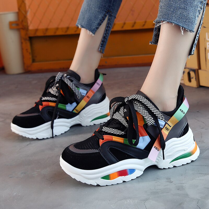 Bunte Frauen Laufschuhe Leichte draussen Plattform Turnschuhe Weibliche Städtischen Sport Joggen Schuhe Fitnessstudio Fitness Trainer