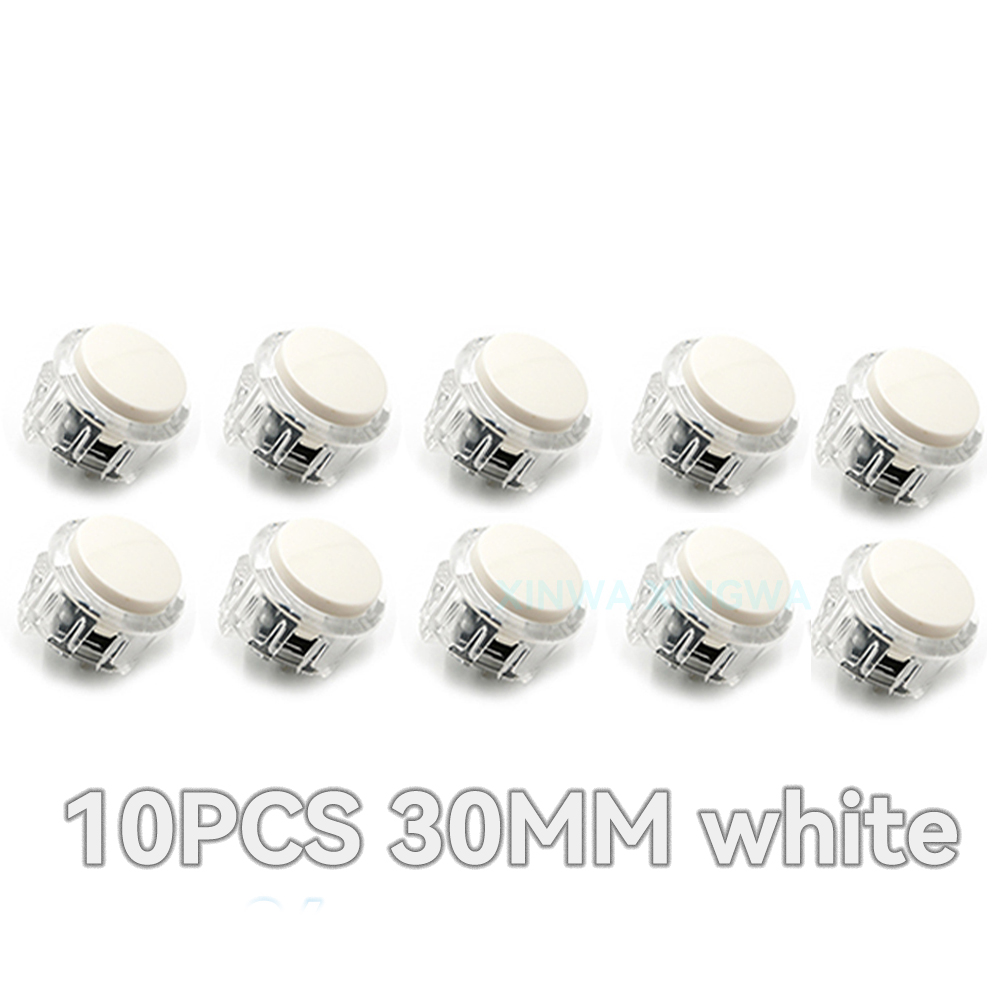 10 pçs 24mm 30mm botão interruptor de partida do jogo para copiar caixa sanwa máquina jogo arcade joystick console zero atraso placa diy: Branco