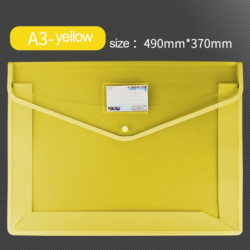 Extra Large A3 Document Bag Snap Button Bag 8k Drawing Paper Simple Data File Painting Work Storage Bag Large Information Bag: yellow