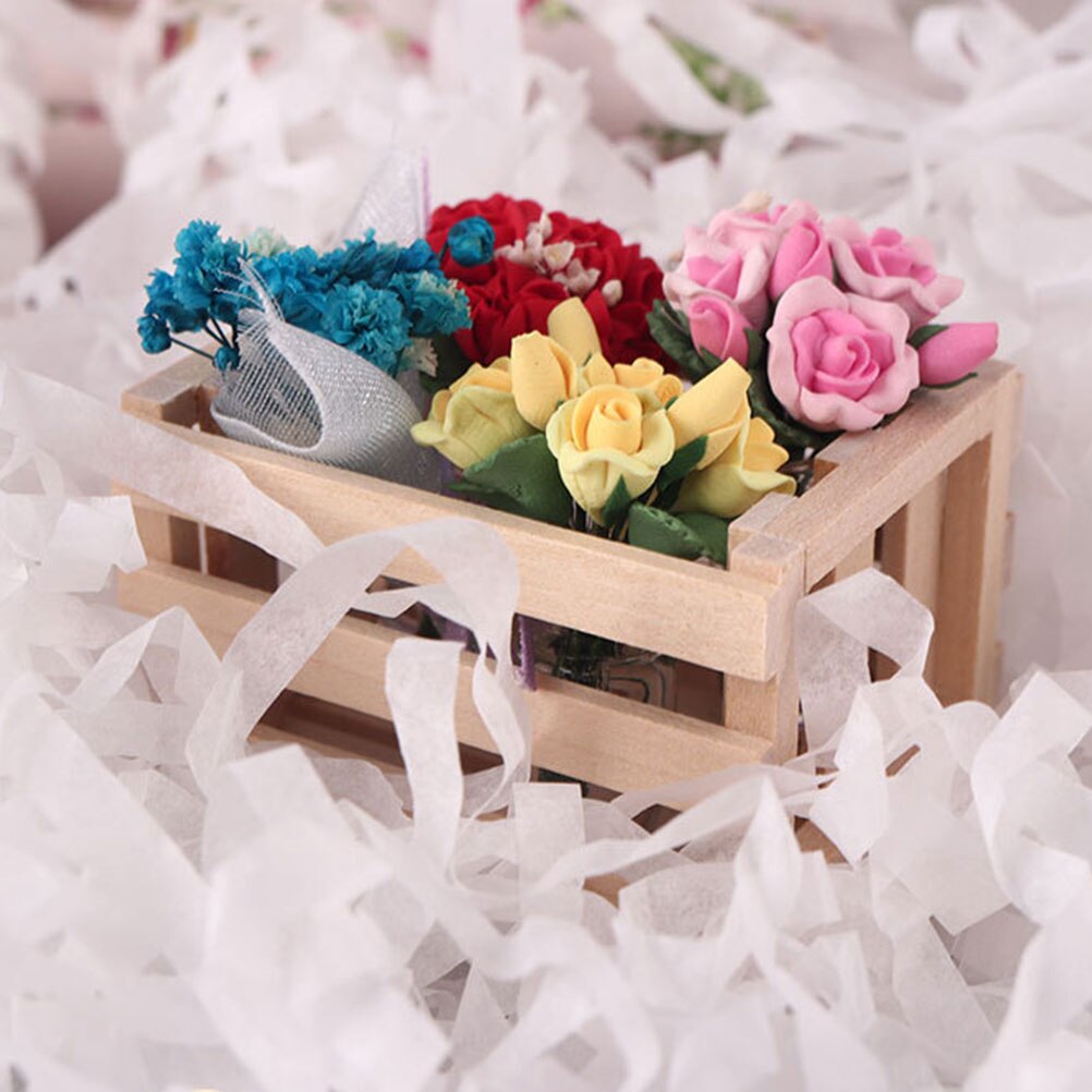 2Pcs Miniature Storage Box Model Kids Wooden Basket House Life Props