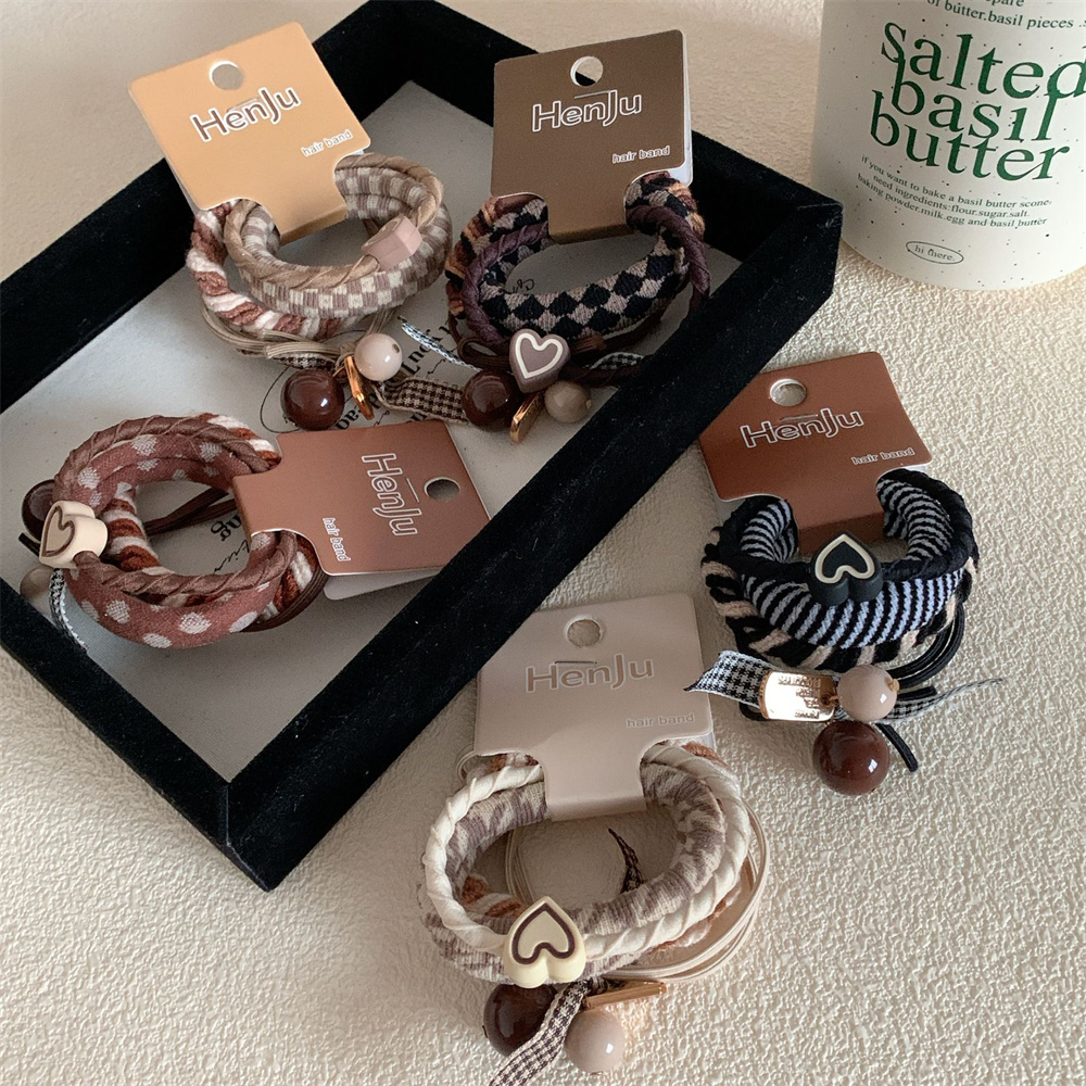 4 unids/set de cuerdas elásticas para el cabello a la , diadema Simple con forma de corazón para mujer, coleteros altos, banda de goma, accesorios para el cabello