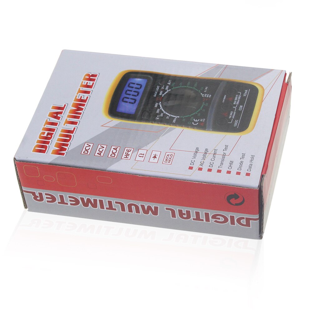 1PCS Backlight Digital LCD Multimeter Voltmeter Ammeter XL830L AC DC OHM Volt Tester Test Current: with box