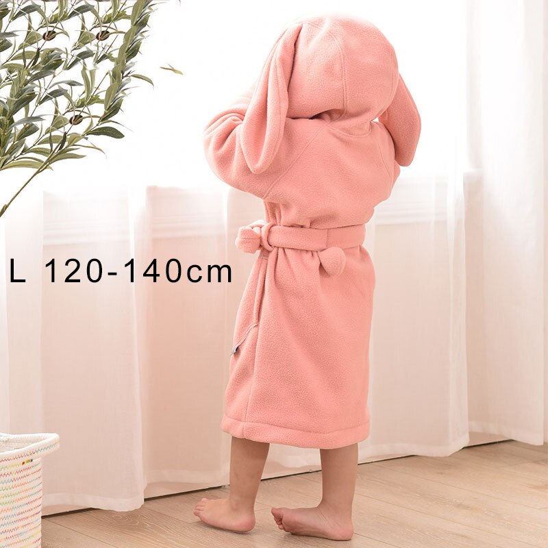 Bata de baño con capucha para niños y niñas, ropa de dormir de 90-140CM, pijamas con animales: Pink L