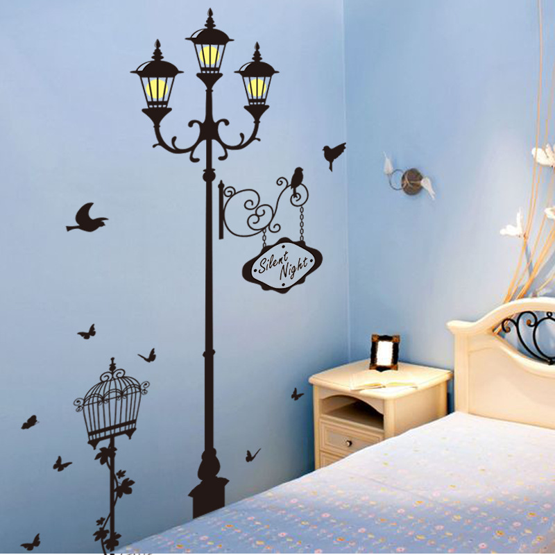 Eldgammel lampe fugl veggklistremerker vinyl stue soverom sofa bakgrunn dekorasjon veggmaleri kunst dekaler hjem dekor tapet