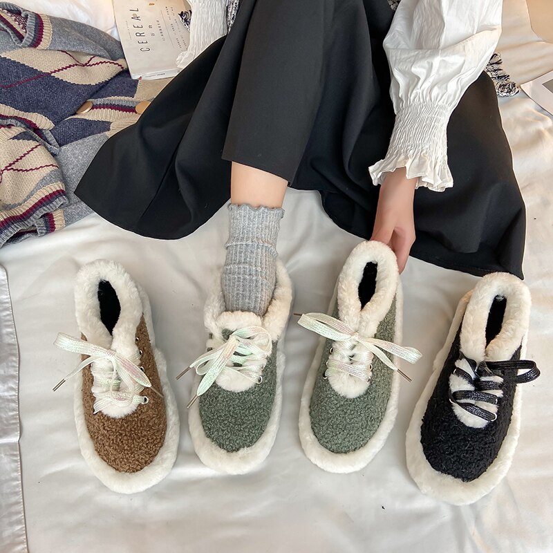 Instappers voor dames loafers bont herfst casual dames sneakers strik-knoop all-match ronde neus modis instap mocassin kruis