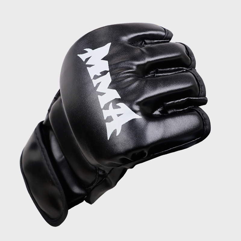 Guantes de entrenamiento de boxeo , cojín de cuero de medio dedo para adultos, Sanda, boxeo, UFC, bolsa de arena para entrenamiento, nudillos