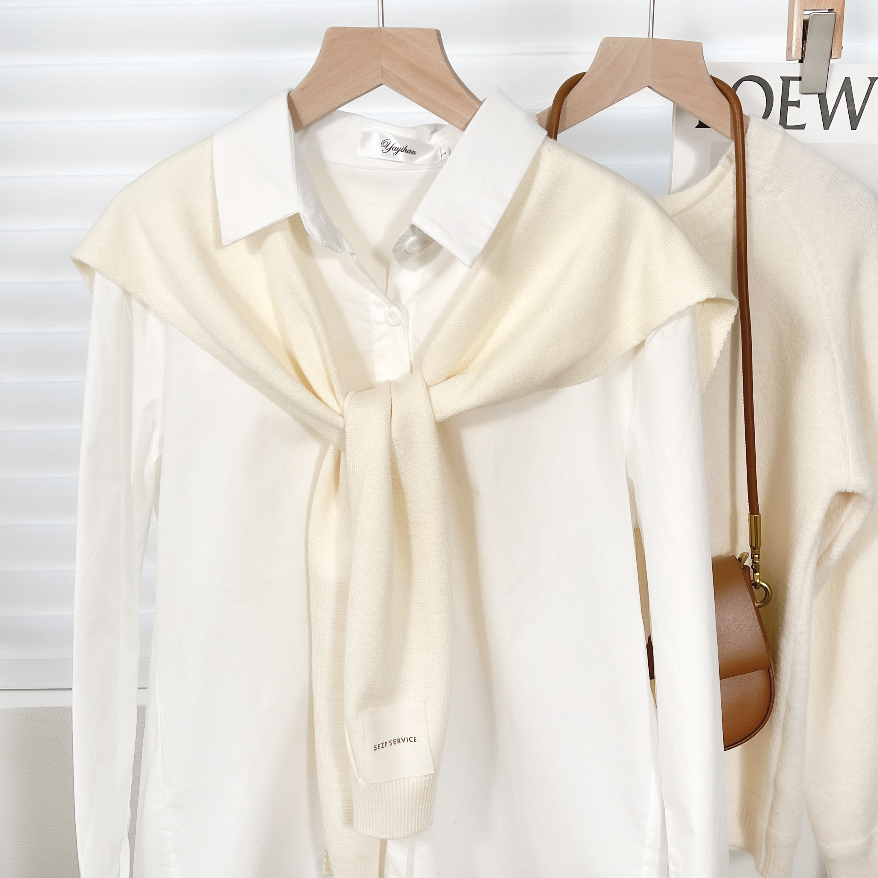 Bufanda chal de punto de Color liso para mujer, capas de otoño e invierno con camisas, ropa de invierno a la , bufandas decorativas para mujer