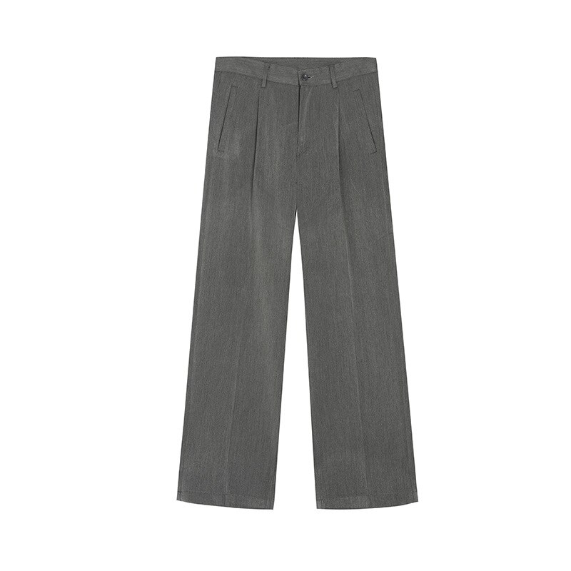 Men Casual Straight Suit Pant Male Japan Korea Style Loose Vintage Streetwear Trousers Wide Leg Pant: gray / M