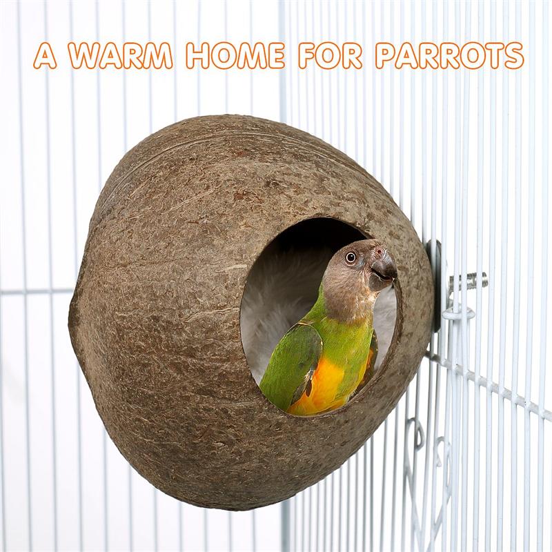 Coconut Shell Pet Bird Nest Hamster Squirrel Breeding Nest Crafts Delicate Bird House Pendant for Yard Garden